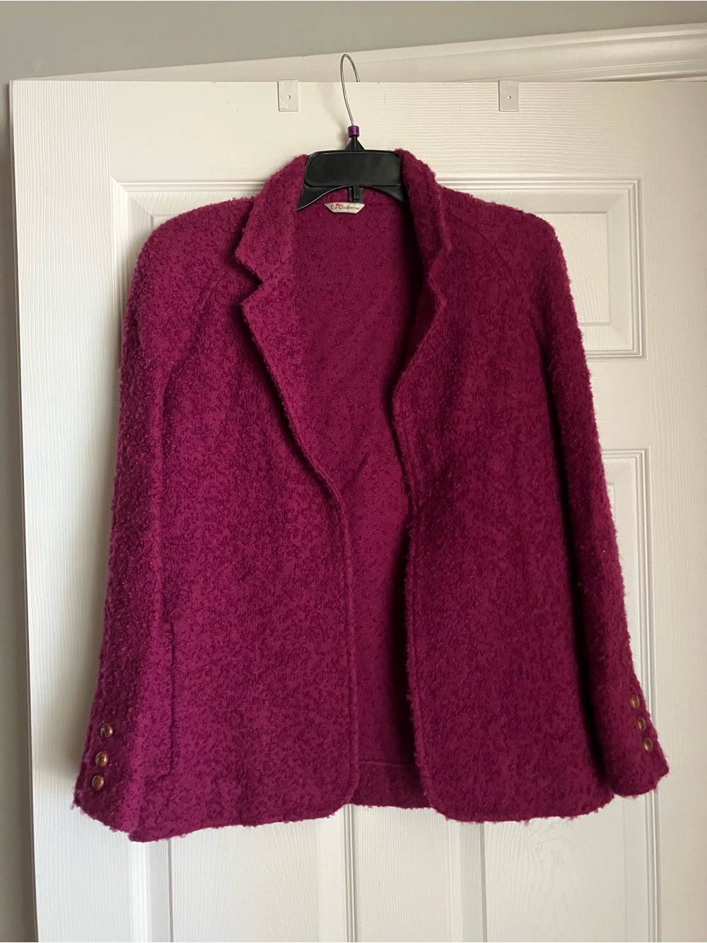 Liz Claiborne Deep Magenta Bouclé Blazer Jacket